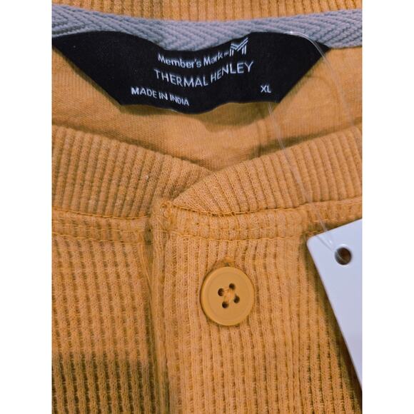 NWT Members Mark Thermal Waffle Knit Henley Layering Shirt Color : Gold Size :XL - Picture 3 of 5